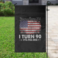America Turns 250 I Turn 90 Garden Flag Vintage 1936 90th Birthday 250th Anniversary USA 90 Year Old Gift