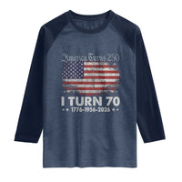 America Turns 250 I Turn 70 Raglan Shirt Vintage 1956 70th Birthday 250th Anniversary USA 70 Year Old Gift