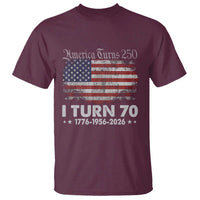 America Turns 250 I Turn 70 T Shirt Vintage 1956 70th Birthday 250th Anniversary USA 70 Year Old Gift