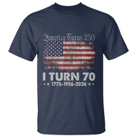 America Turns 250 I Turn 70 T Shirt Vintage 1956 70th Birthday 250th Anniversary USA 70 Year Old Gift