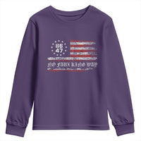 Snarky No Kings In America Youth Sweatshirt No Faux King Way 86 47 US Flag Impeach 47