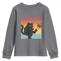No Kings Black Cat Youth Sweatshirt Funny Kitten Social Justice - Wonder Print Shop