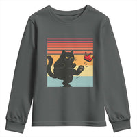 No Kings Black Cat Youth Sweatshirt Funny Kitten Social Justice - Wonder Print Shop