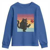 No Kings Black Cat Youth Sweatshirt Funny Kitten Social Justice - Wonder Print Shop