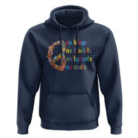 No Kings No Fascists Hoodie Floral Peace Sign Social Justice - Wonder Print Shop
