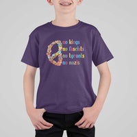No Kings No Fascists T Shirt For Kid Floral Peace Sign Social Justice - Wonder Print Shop