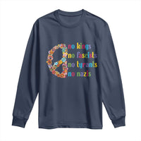 No Kings No Fascists Long Sleeve Shirt Floral Peace Sign Social Justice - Wonder Print Shop