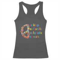 No Kings No Fascists Racerback Tank Top Floral Peace Sign Social Justice - Wonder Print Shop