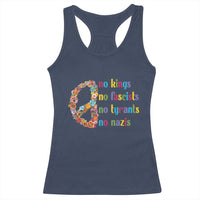 No Kings No Fascists Racerback Tank Top Floral Peace Sign Social Justice - Wonder Print Shop