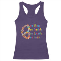 No Kings No Fascists Racerback Tank Top Floral Peace Sign Social Justice - Wonder Print Shop
