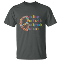 No Kings No Fascists T Shirt Floral Peace Sign Social Justice - Wonder Print Shop