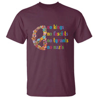 No Kings No Fascists T Shirt Floral Peace Sign Social Justice - Wonder Print Shop