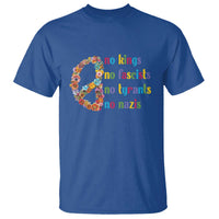 No Kings No Fascists T Shirt Floral Peace Sign Social Justice - Wonder Print Shop