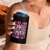 Cute But Feral Raccoon 4 in 1 Can Cooler Tumbler Funny Sunglasses Trash Panda - Wonder Print Shop