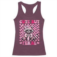 Cute But Feral Raccoon Racerback Tank Top Funny Sunglasses Trash Panda - Wonder Print Shop