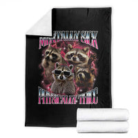 Physically Thicc Funny Raccoon Meme Throw Blanket Mentally Sick Bootleg Graphic 90s - Wonder Print Shop