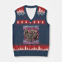 Physically Thicc Funny Raccoon Meme V-Neck Knit Sweater Vest Mentally Sick Bootleg Graphic 90s - Wonder Print Shop