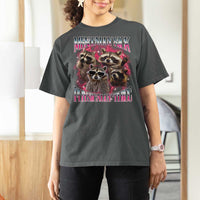 Physically Thicc Funny Raccoon Meme T Shirt For Women Mentally Sick Bootleg Graphic 90s - Wonder Print Shop