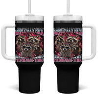 Physically Thicc Funny Raccoon Meme Tumbler With Handle Mentally Sick Bootleg Graphic 90s - Wonder Print Shop