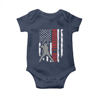 Baseball Dad Baby Onesie Retro US Flag Fathers Day Baseball Player - Wonder Print Shop