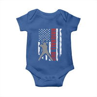 Baseball Dad Baby Onesie Retro US Flag Fathers Day Baseball Player - Wonder Print Shop