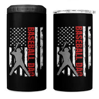 Baseball Dad 4 in 1 Can Cooler Tumbler Retro US Flag Fathers Day Baseball Player - Wonder Print Shop