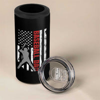 Baseball Dad 4 in 1 Can Cooler Tumbler Retro US Flag Fathers Day Baseball Player - Wonder Print Shop
