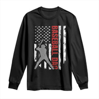 Baseball Dad Long Sleeve Shirt Retro US Flag Fathers Day Baseball Player - Wonder Print Shop