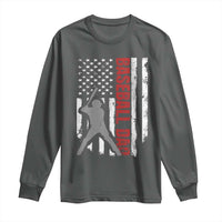 Baseball Dad Long Sleeve Shirt Retro US Flag Fathers Day Baseball Player - Wonder Print Shop