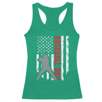 Baseball Dad Racerback Tank Top Retro US Flag Fathers Day Baseball Player - Wonder Print Shop