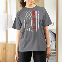 Baseball Dad T Shirt For Women Retro US Flag Fathers Day Baseball Player - Wonder Print Shop