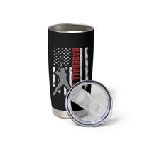 Baseball Dad Tumbler Cup Retro US Flag Fathers Day Baseball Player - Wonder Print Shop