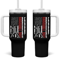 Baseball Dad Tumbler With Handle Retro US Flag Fathers Day Baseball Player - Wonder Print Shop