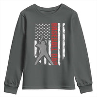 Baseball Dad Youth Sweatshirt Retro US Flag Fathers Day Baseball Player - Wonder Print Shop