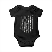 Camo US Flag Baseball Player Baby Onesie Retro Camouflage American Flag Patriotic - Wonder Print Shop