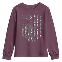 Camo US Flag Baseball Player Youth Sweatshirt Retro Camouflage American Flag Patriotic - Wonder Print Shop