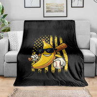 Retro Bananas Throw Blanket Vintage American Flag Banana Lover - Wonder Print Shop