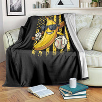 Retro Bananas Throw Blanket Vintage American Flag Banana Lover - Wonder Print Shop