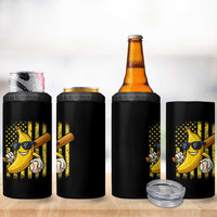 Retro Bananas 4 in 1 Can Cooler Tumbler Vintage American Flag Banana Lover - Wonder Print Shop