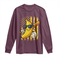 Retro Bananas Long Sleeve Shirt Vintage American Flag Banana Lover - Wonder Print Shop