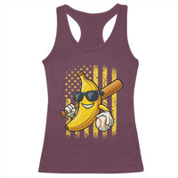 Retro Bananas Racerback Tank Top Vintage American Flag Banana Lover - Wonder Print Shop