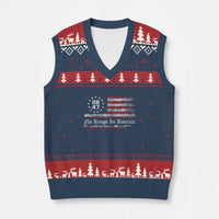 No Kings in America V-Neck Knit Sweater Vest 86 47 US Flag Impeach 47 - Wonder Print Shop