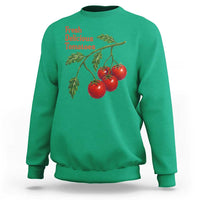 Subtle FDT Sweatshirt Fresh Delicious Tomatoes Retro Tomato Vine Graphic Political Humor