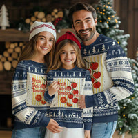 Subtle FDT Ugly Christmas Sweater Fresh Delicious Tomatoes Striped Retro Vintage 80s Subtle FDT