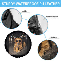 Funny Golden Retriever Iced Coffee Spare Tire Cover Grunge Silly Meme Graphic Funny Dog Lover