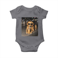 Funny Golden Retriever Iced Coffee Baby Onesie Grunge Silly Meme Graphic Funny Dog Lover