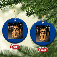 Funny Golden Retriever Iced Coffee Ceramic Ornament Grunge Silly Meme Graphic Funny Dog Lover