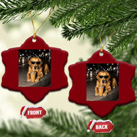 Funny Golden Retriever Iced Coffee Ceramic Ornament Grunge Silly Meme Graphic Funny Dog Lover