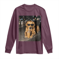 Funny Golden Retriever Iced Coffee Long Sleeve Shirt Grunge Silly Meme Graphic Funny Dog Lover