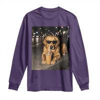 Funny Golden Retriever Iced Coffee Long Sleeve Shirt Grunge Silly Meme Graphic Funny Dog Lover
